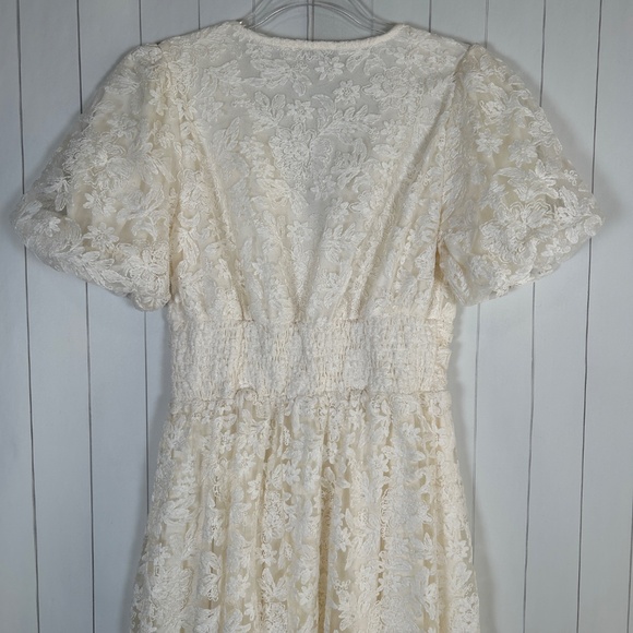 Baltic Born size S Lace maxi dress off white short sleeve v-neck lined bridal - Picture 11 of 16
